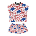 Buffalo Pattern Women's Short Pajama Set – Red White Blue Holiday Sleepwear