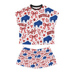 Buffalo Pattern Women's Short Pajama Set – Red White Blue Holiday Sleepwear