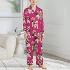 Sit, Stay, Slay in fushia, Long Sleeve Kid Pajama Set