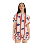 Women's Buffalo Stripe Pajama Set — Red & Navy Americana Sleep Shorts Top