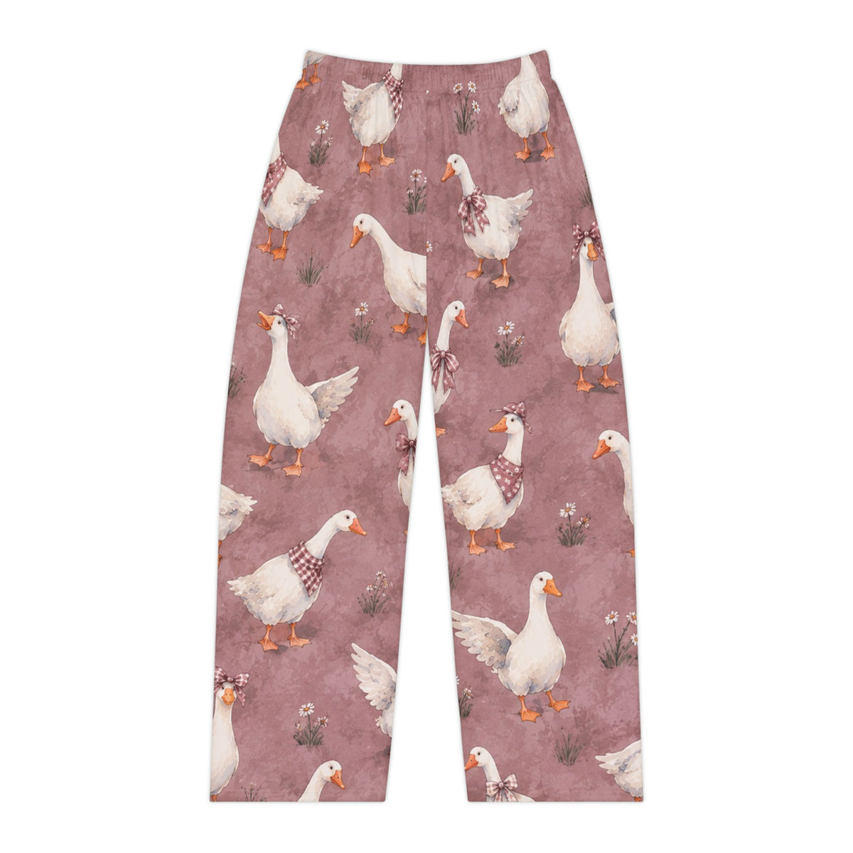 Goose Print Women's Pajama Pants — Cozy Pink All-Over-Print Sleepwear