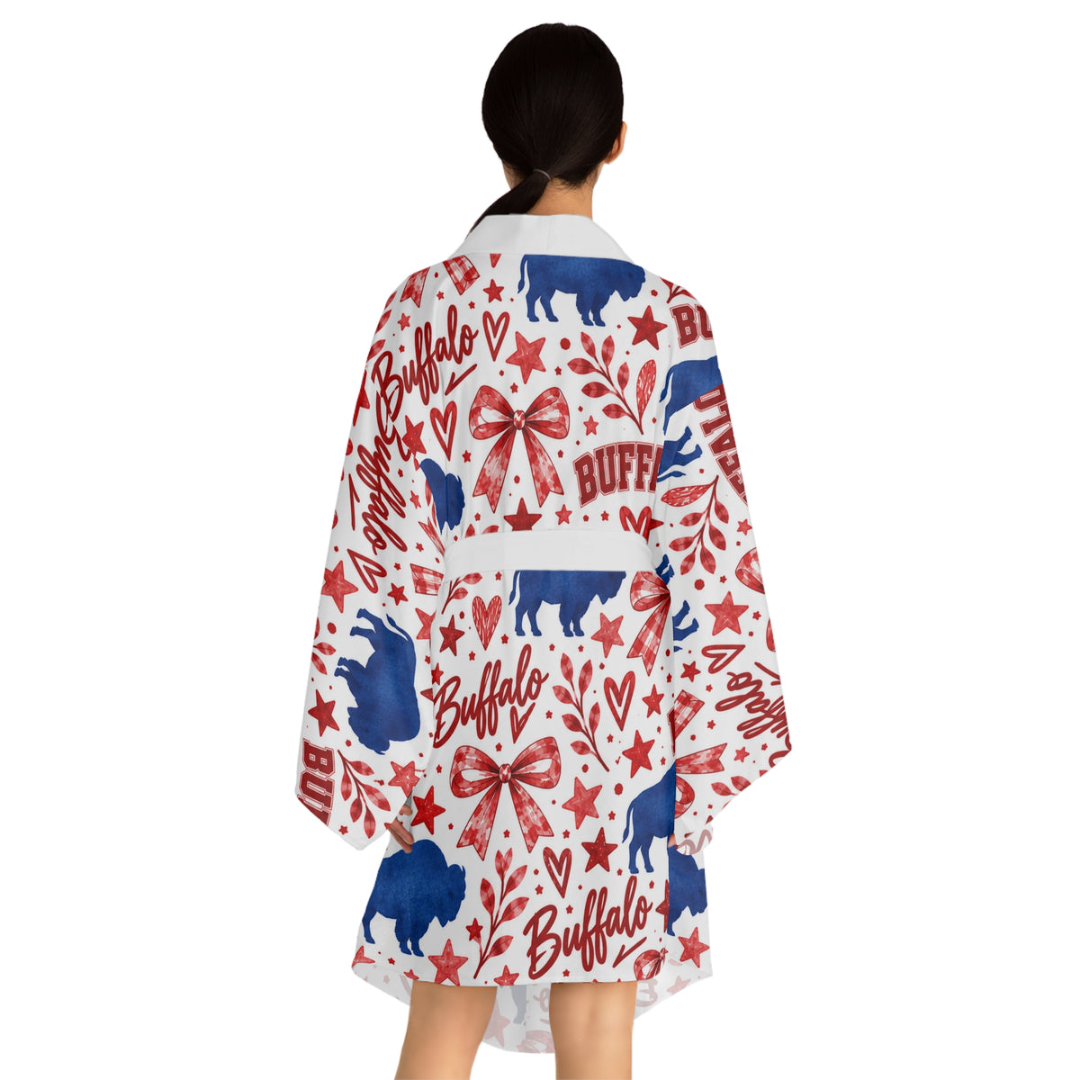 Buffalo Patriotic Kimono Robe — Red, White & Blue Buffalo Print
