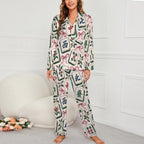 Mahjong tiles, Women's Cuban Collar Pajama Set