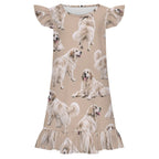 Dog Lover, Pet Owner,  Girls Short Sleeve Ruffle Nightgown(All-Over Printing)