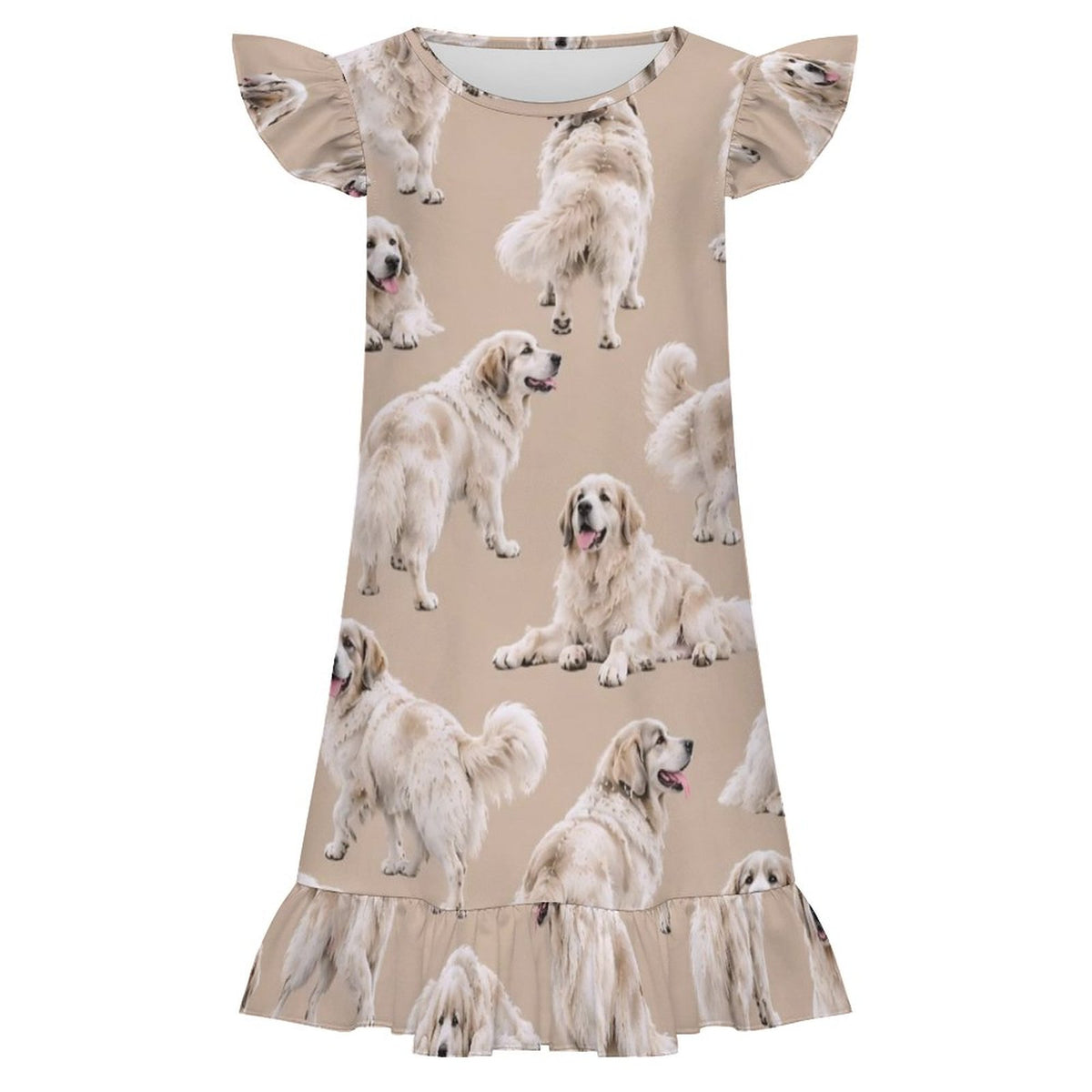 Dog Lover, Pet Owner,  Girls Short Sleeve Ruffle Nightgown(All-Over Printing)