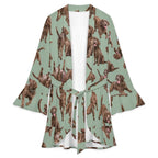 120gsm Women's Ruffle Long Sleeve Robe(All-Over Printing)