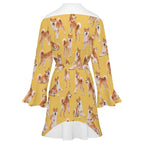 120gsm Women's Ruffle Long Sleeve Robe(All-Over Printing)
