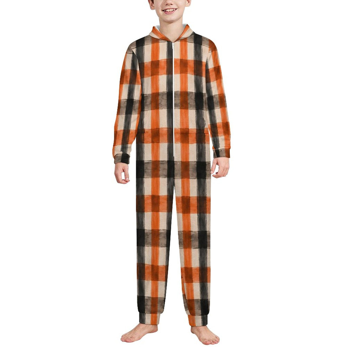 250gsm Flannel Footless Zip up Kid Jumpsuit Pajamas(All-Over Printing)