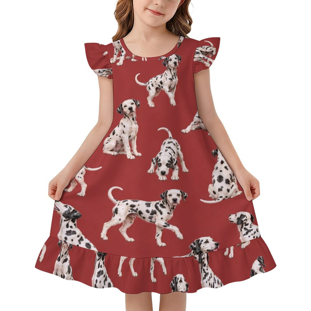 200gsm Girls Short Sleeve Ruffle Nightgown(All-Over Printing)