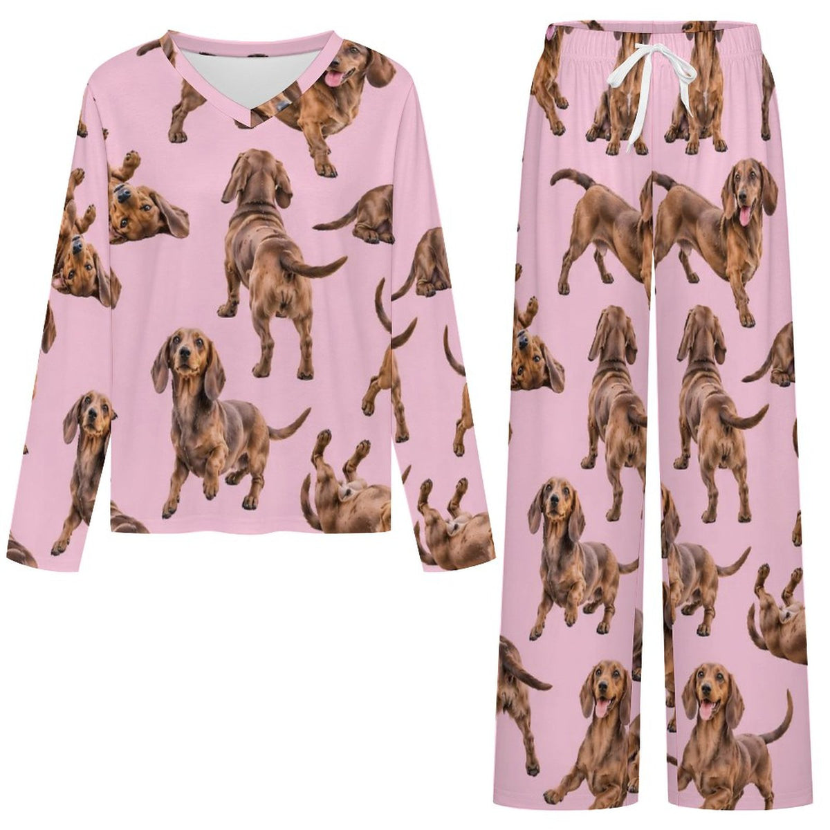 200gsm V-Neck Pajama Set(All-Over Printing)