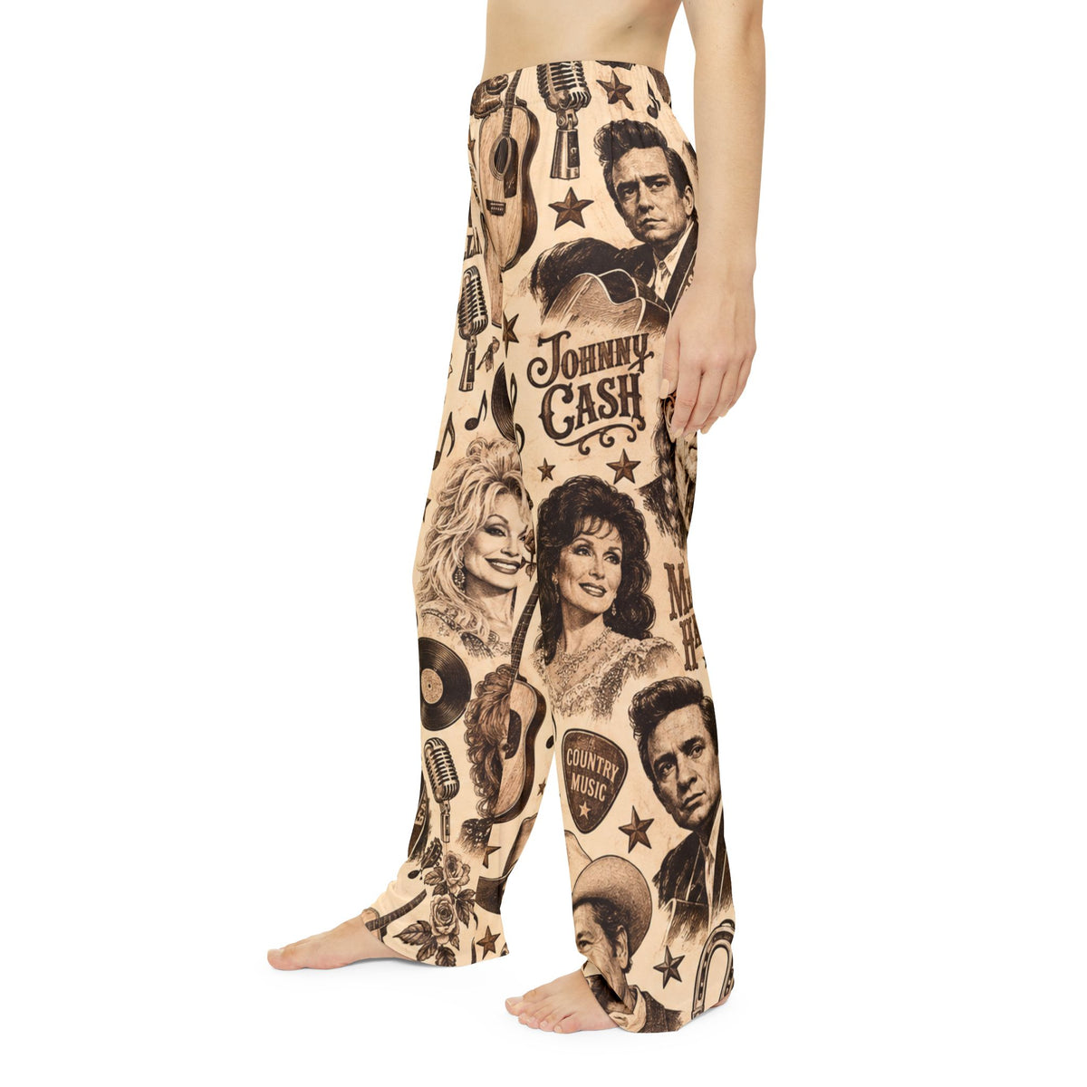 Classic Country Music Legends pajama pants | Johnny Cash, Dolly Parton, Hank Williams print