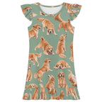 200gsm Girls Short Sleeve Ruffle Nightgown(All-Over Printing)