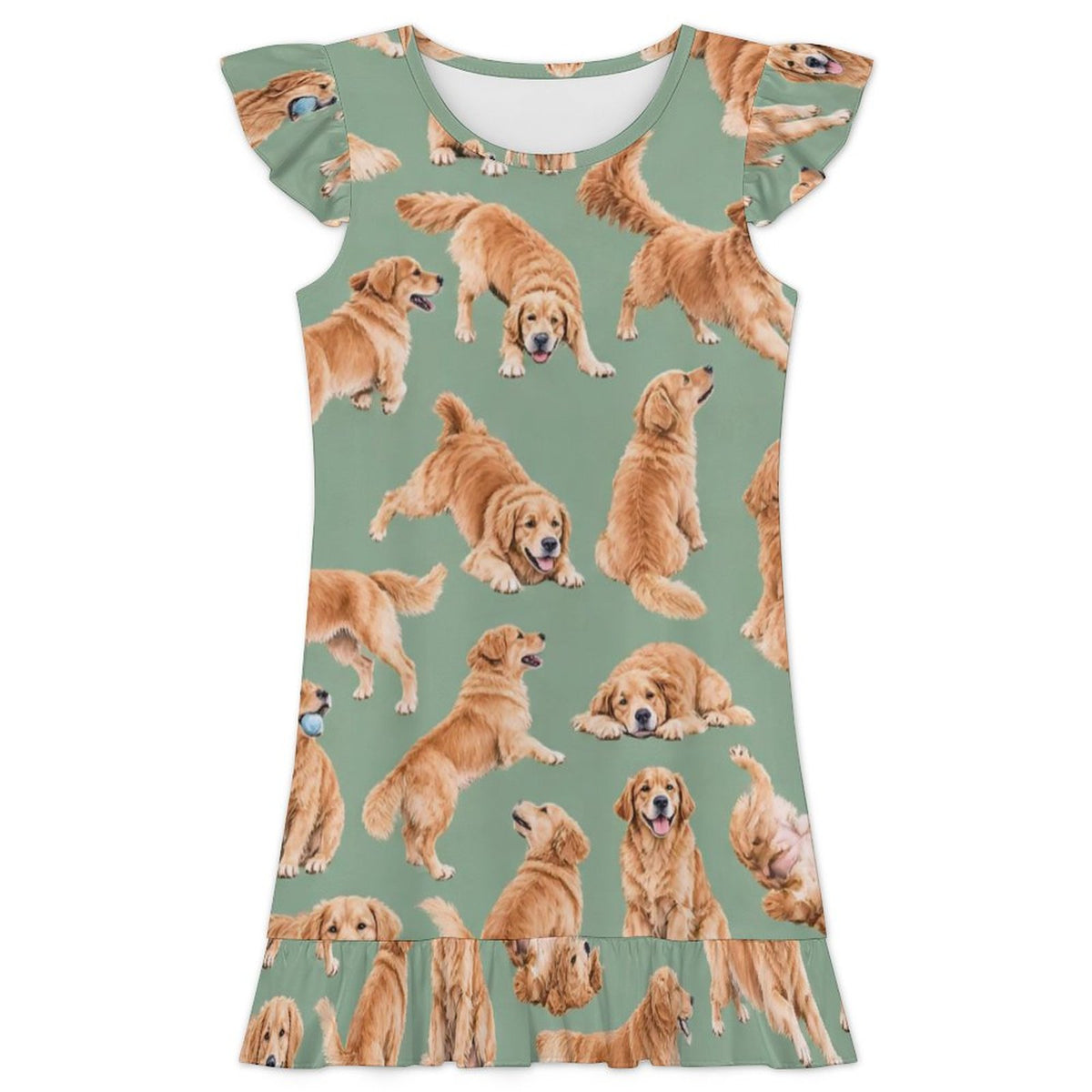 200gsm Girls Short Sleeve Ruffle Nightgown(All-Over Printing)