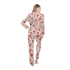 Vintage Floral dahlia Pink Satin Pajamas | Floral Print Pajama Set