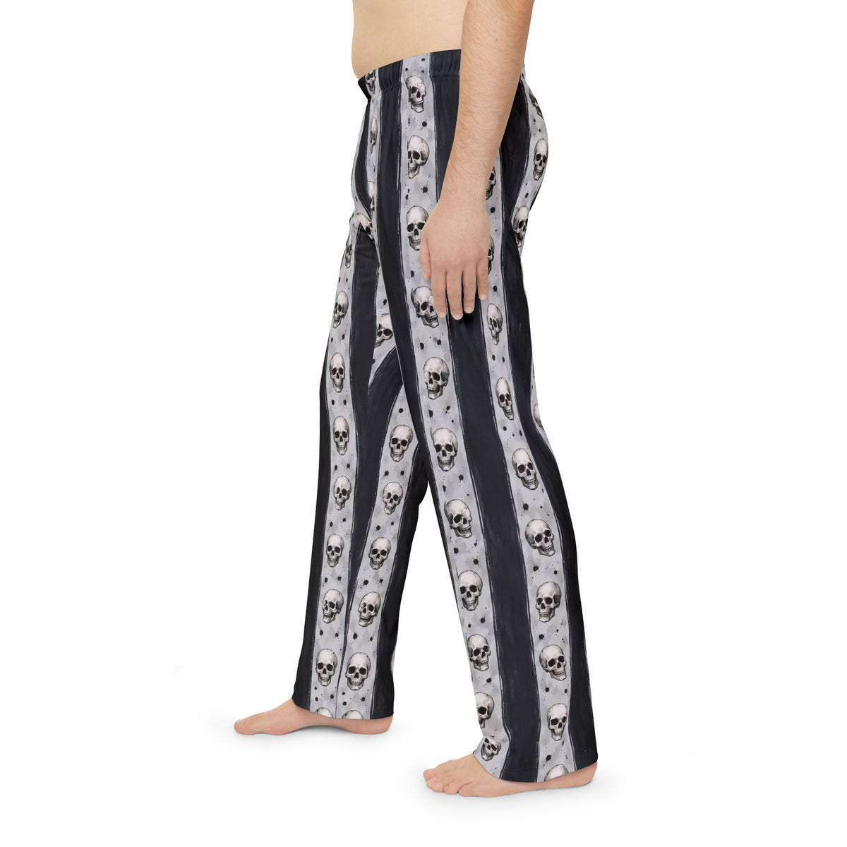 Skull Stripe Pajama Pants — Men's Gothic Lounge Sleepwear
