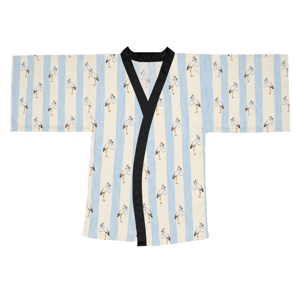 Baby boy stork Stripe Kimono Robe — Long Sleeve Lounge Robe