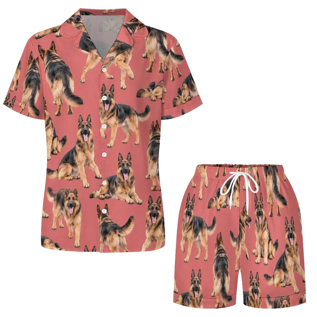 Women's Satin Cuban Collar Pajama Set(All-Over Printing)