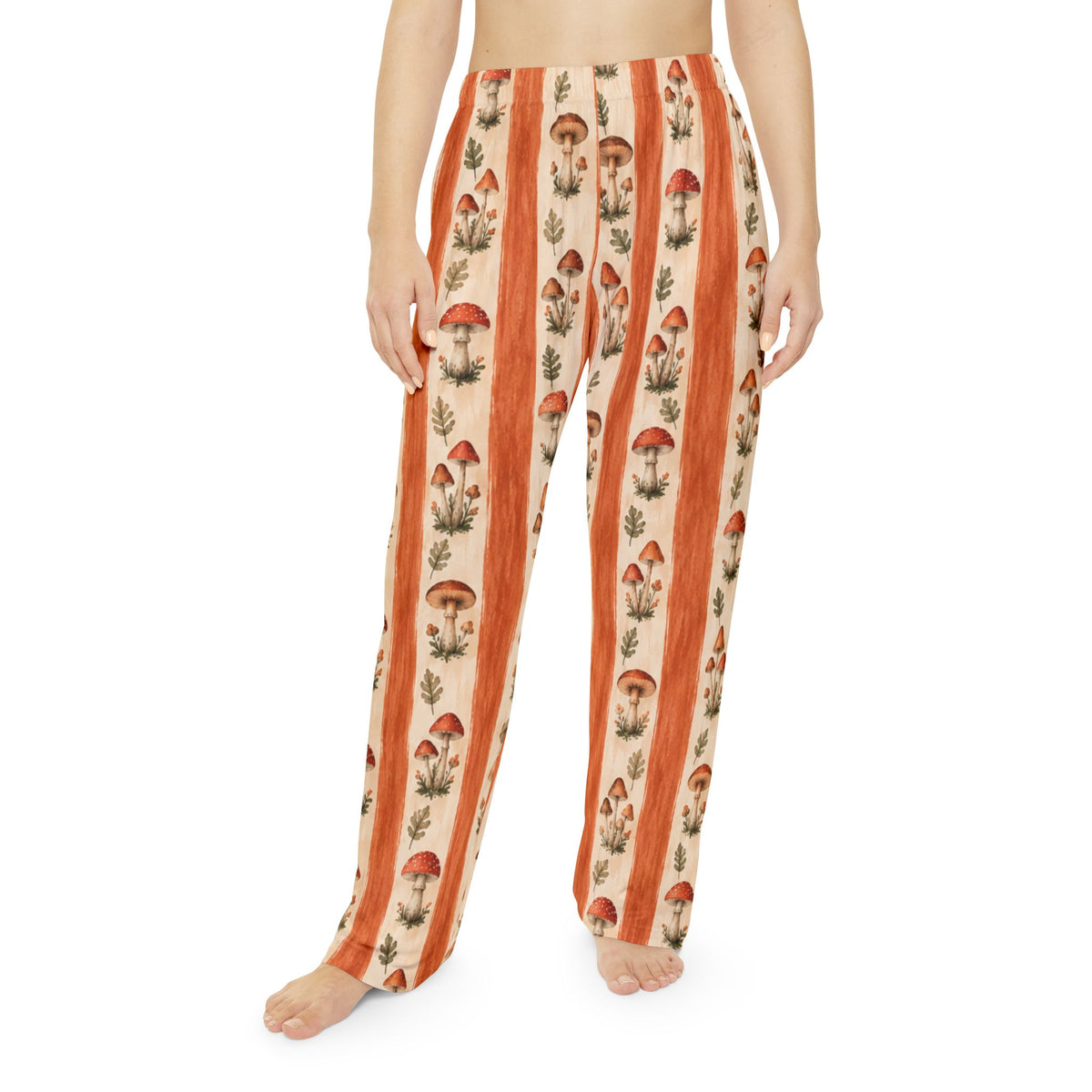 Vintage Mushroom Stripe Pajama Pants | Women's Lounge Trousers