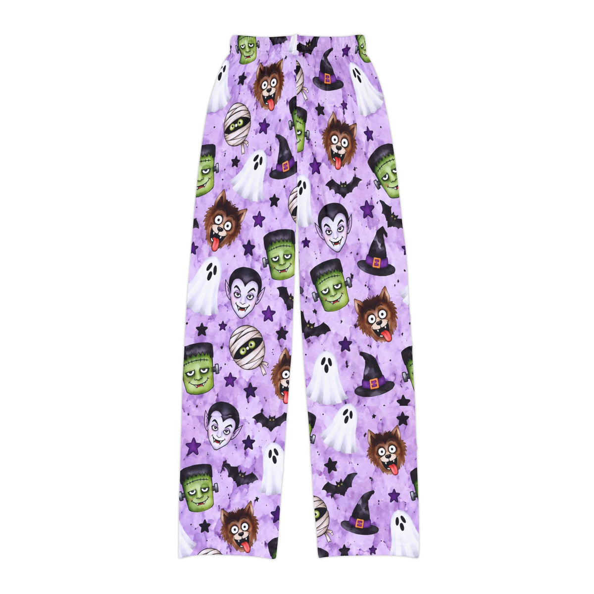 Kids Halloween Lounge Pants — Cute Monster & Ghost Print