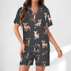 Women's Satin Cuban Collar Pajama Set(All-Over Printing)