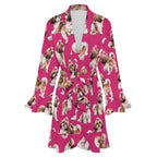 120gsm Women's Ruffle Long Sleeve Robe(All-Over Printing)