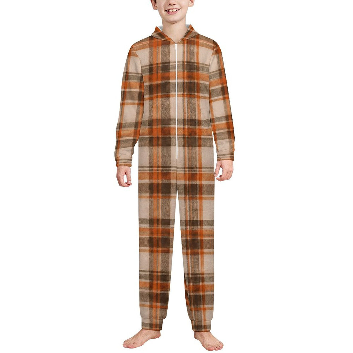 250gsm Flannel Footless Zip up Kid Jumpsuit Pajamas(All-Over Printing)
