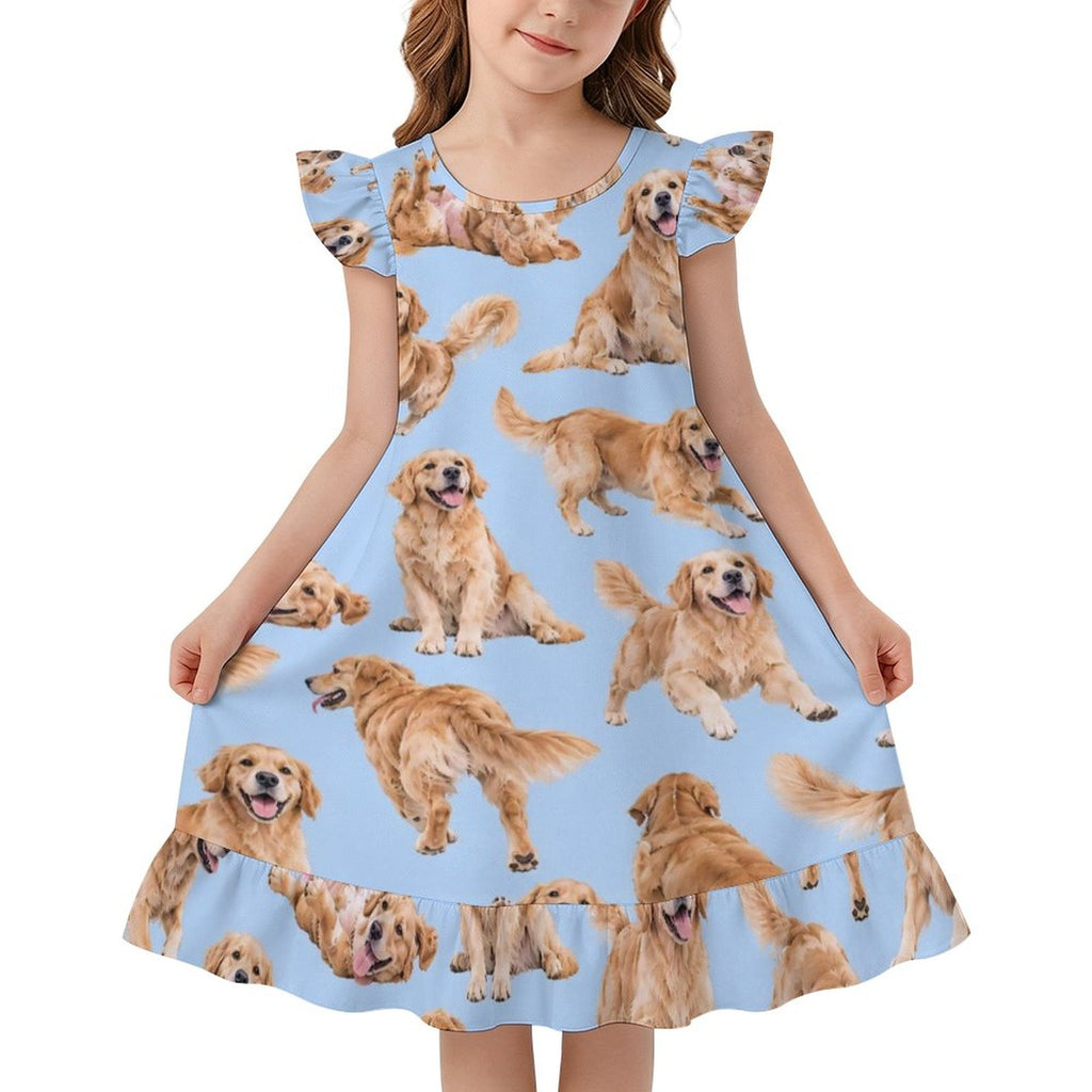 200gsm Girls Short Sleeve Ruffle Nightgown(All-Over Printing)