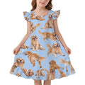 200gsm Girls Short Sleeve Ruffle Nightgown(All-Over Printing)