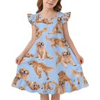 200gsm Girls Short Sleeve Ruffle Nightgown(All-Over Printing)