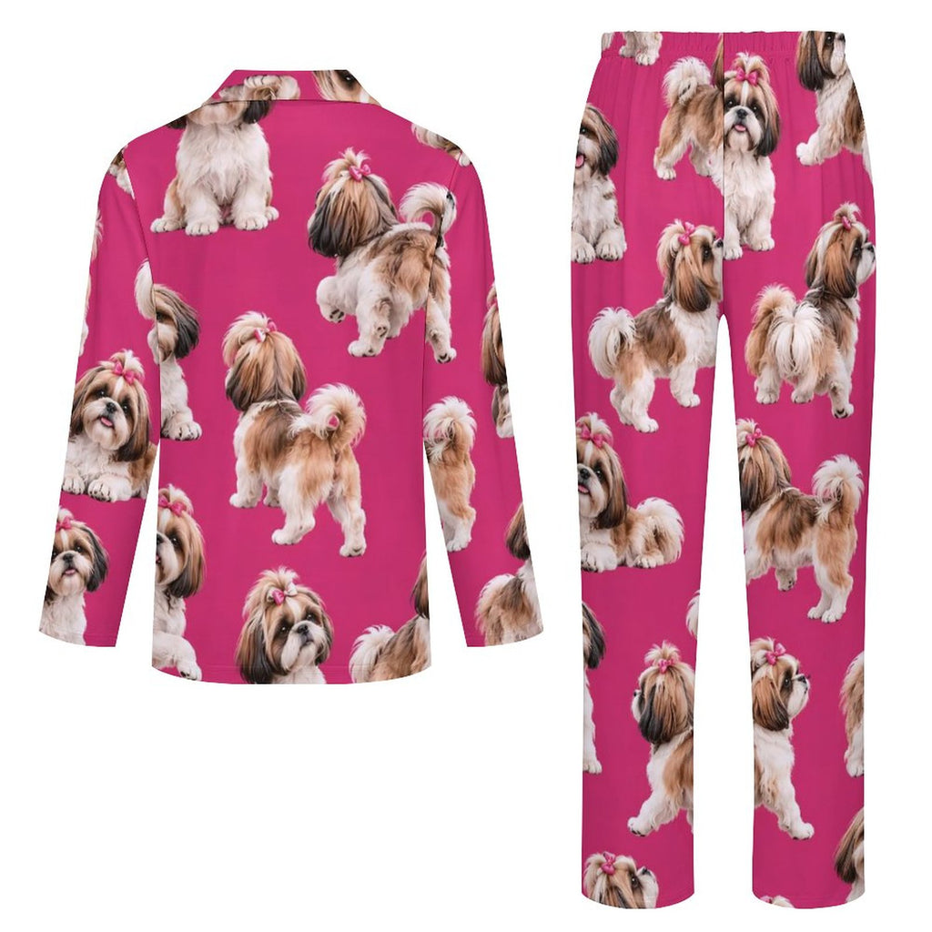 Sit, Stay, Slay in fushia, Long Sleeve Kid Pajama Set