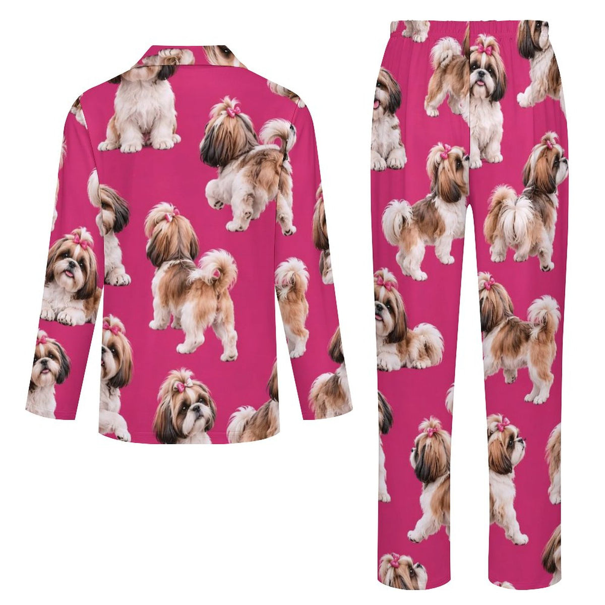 Sit, Stay, Slay in fushia, Long Sleeve Kid Pajama Set
