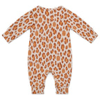 Pumpkin Leopard Print, Cotton Long Sleeve Infant Bodysuit (All-Over Printing)