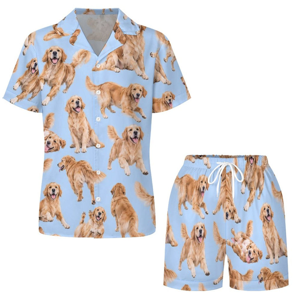 Women's Satin Cuban Collar Pajama Set(All-Over Printing)