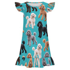 Dog Lover, Pet Owner, Girls Short Sleeve Ruffle Nightgown(All-Over Printing)