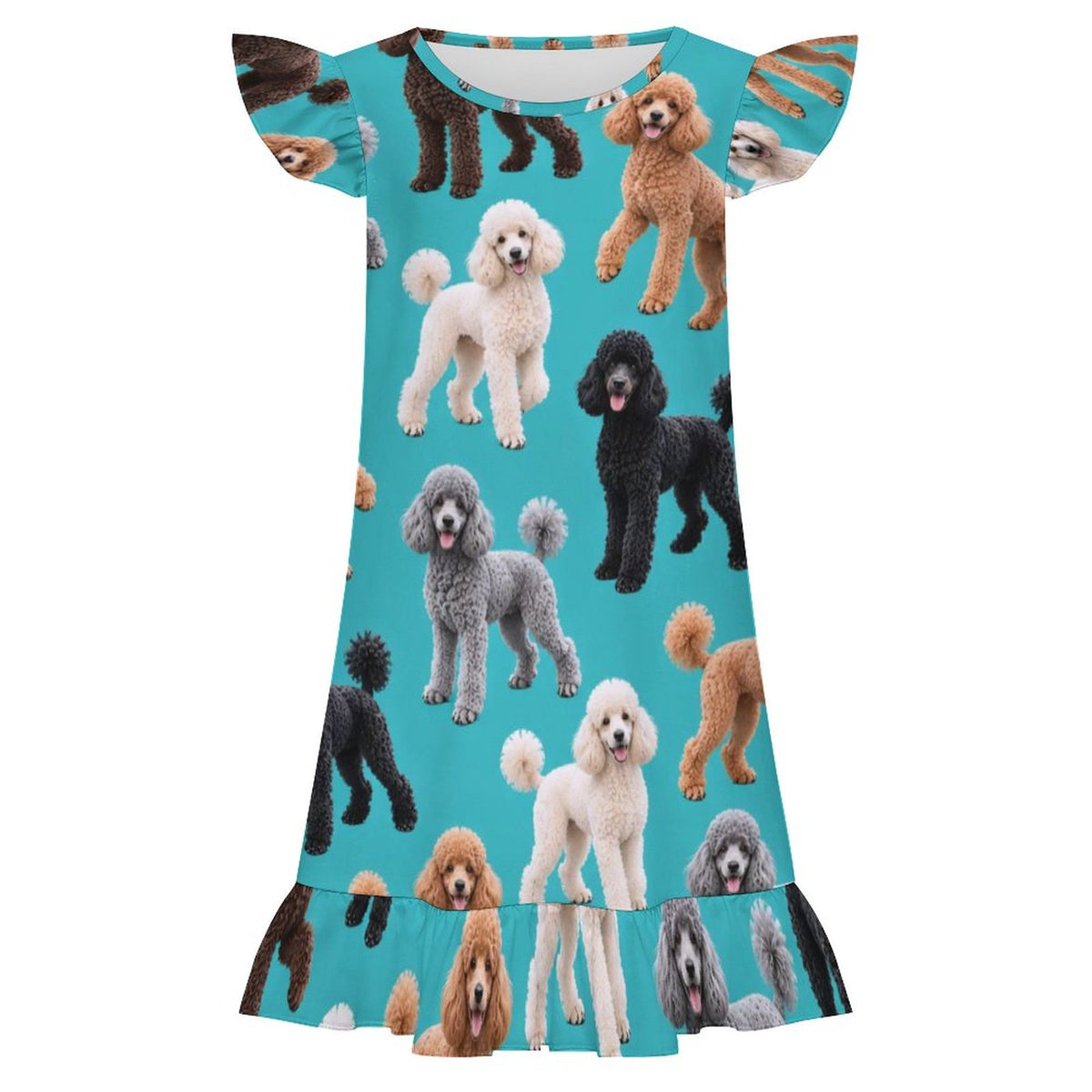Dog Lover, Pet Owner, Girls Short Sleeve Ruffle Nightgown(All-Over Printing)