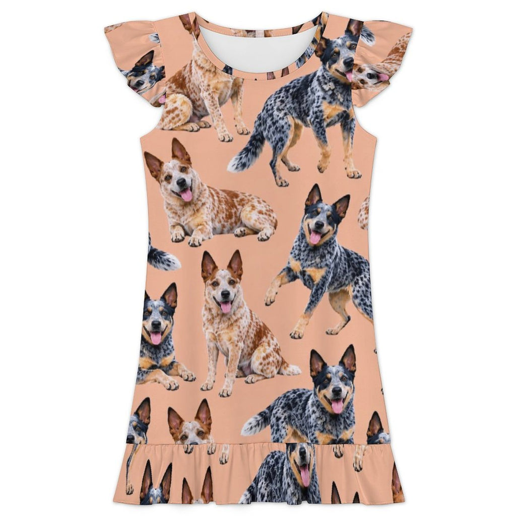 Dog Lover, Pet Owner, Girls Short Sleeve Ruffle Nightgown(All-Over Printing)