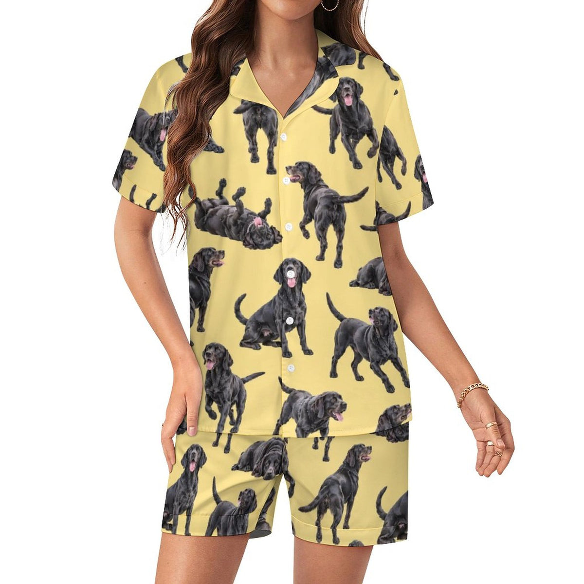Women's Satin Cuban Collar Pajama Set(All-Over Printing)