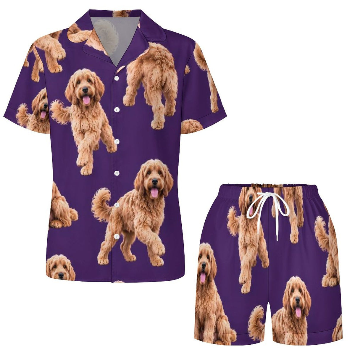 Women's Satin Cuban Collar Pajama Set(All-Over Printing)