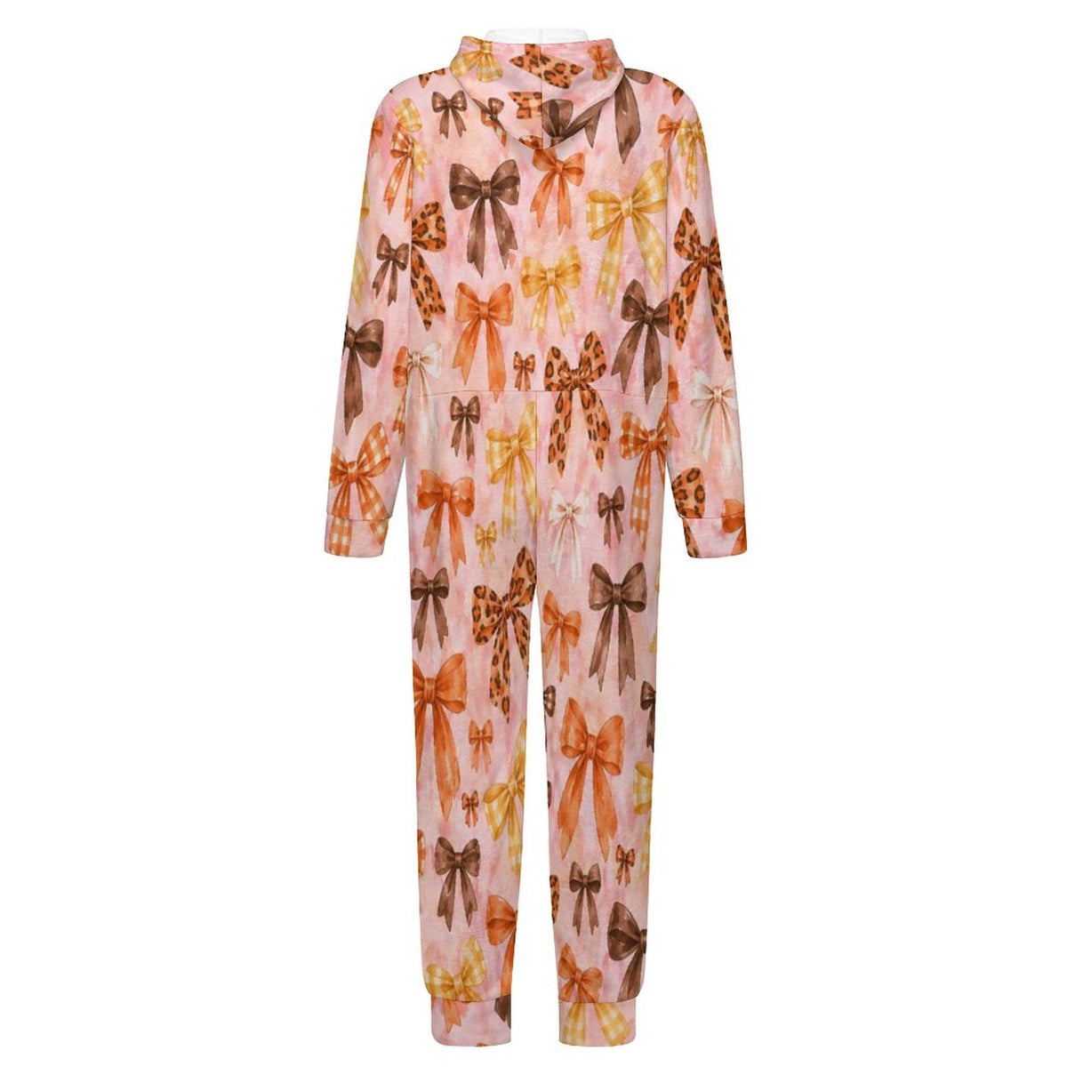 Fall Bows, 250gsm Flannel Footless Zip up Kid Jumpsuit Pajamas(All-Over Printing)