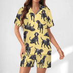 Women's Satin Cuban Collar Pajama Set(All-Over Printing)