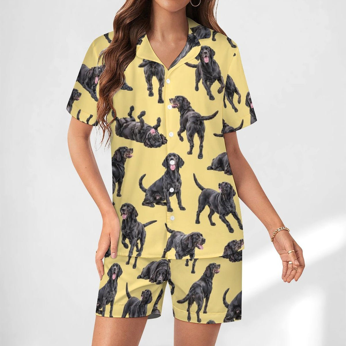 Women's Satin Cuban Collar Pajama Set(All-Over Printing)