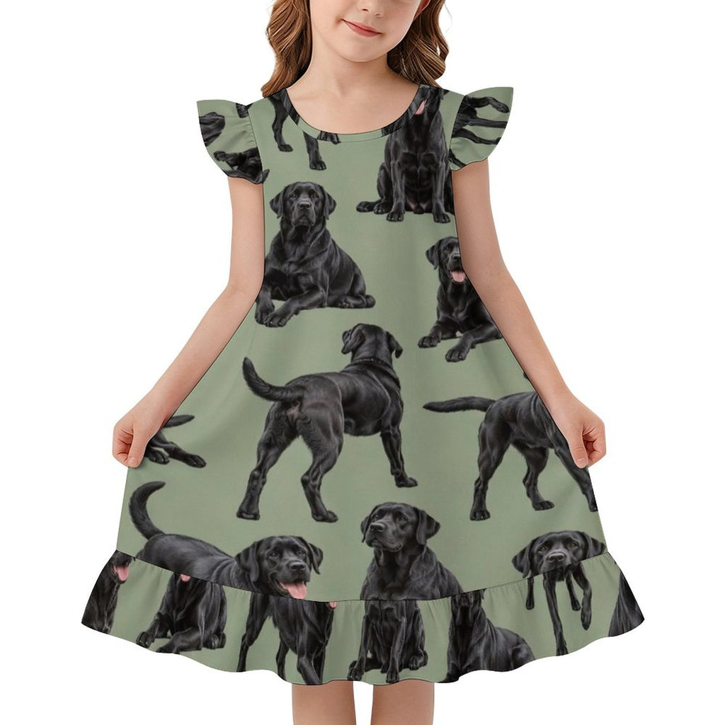 200gsm Girls Short Sleeve Ruffle Nightgown(All-Over Printing)