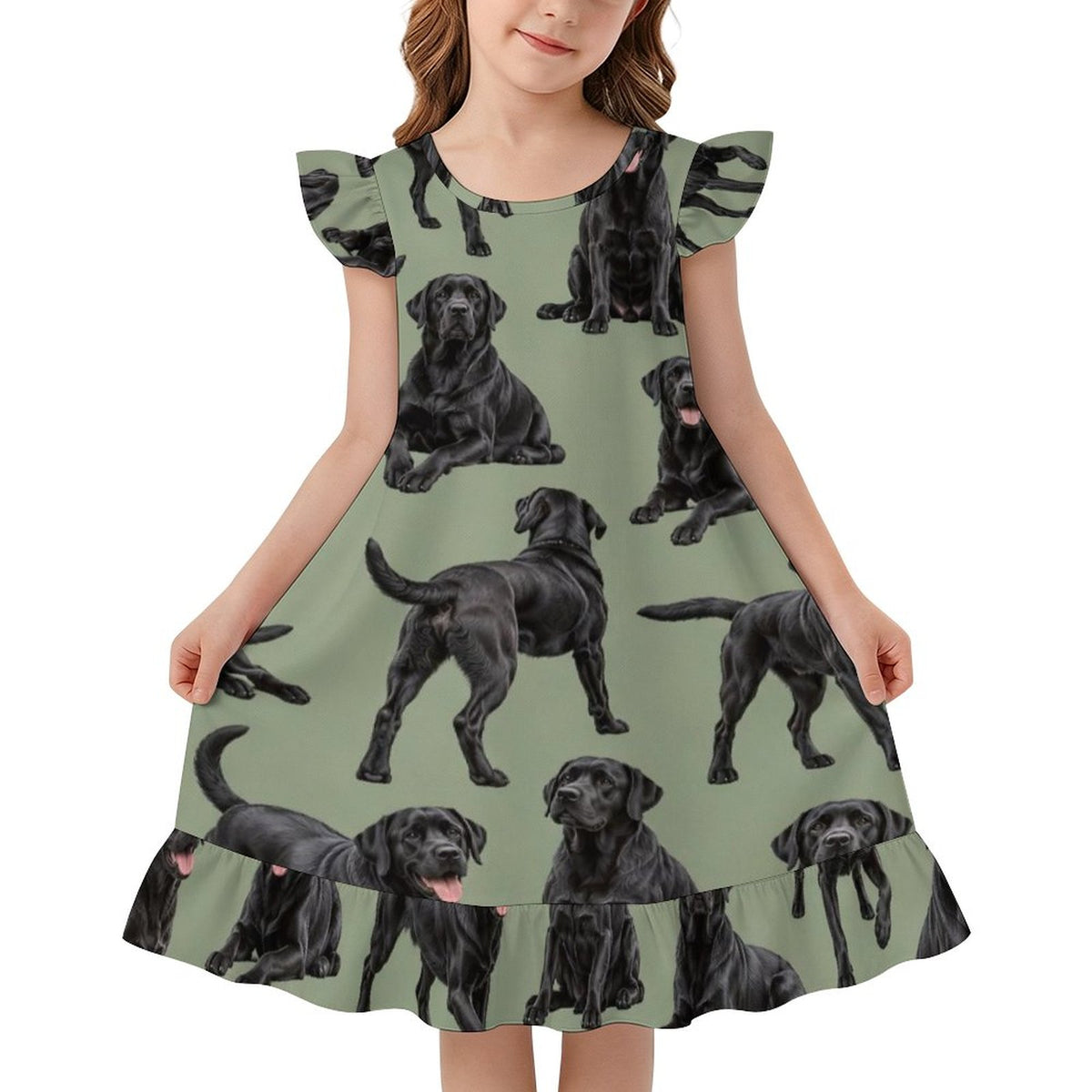 200gsm Girls Short Sleeve Ruffle Nightgown(All-Over Printing)