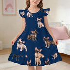 200gsm Girls Short Sleeve Ruffle Nightgown(All-Over Printing)