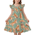 200gsm Girls Short Sleeve Ruffle Nightgown(All-Over Printing)