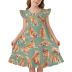 200gsm Girls Short Sleeve Ruffle Nightgown(All-Over Printing)