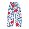 Buffalo Blue & Red Patterned Women's Pajama Pants — Buffalo Script, Stars & Bows Loungewear