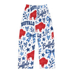 Buffalo Blue & Red Patterned Women's Pajama Pants — Buffalo Script, Stars & Bows Loungewear