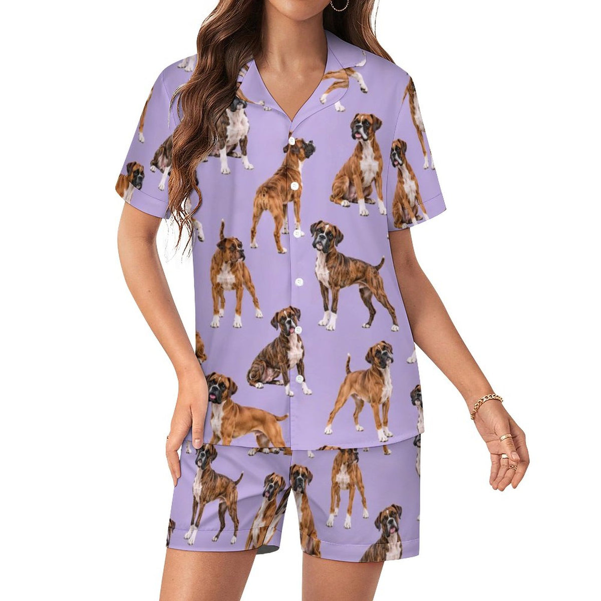 Women's Satin Cuban Collar Pajama Set(All-Over Printing)