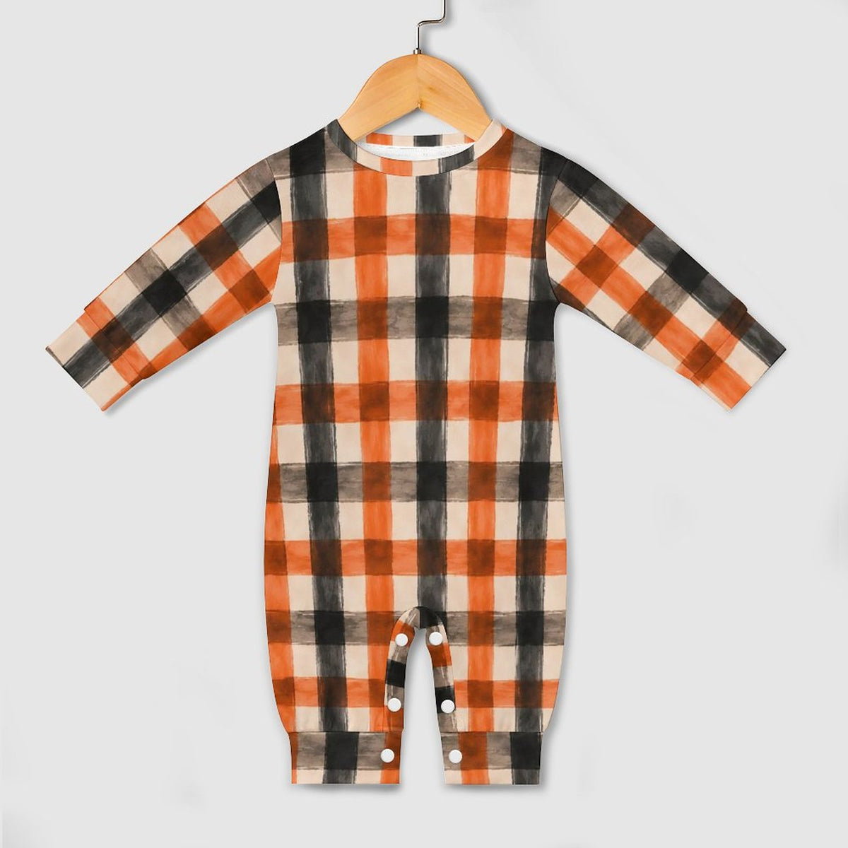 Halloween Plaid, Cotton Long Sleeve Infant Bodysuit (All-Over Printing)